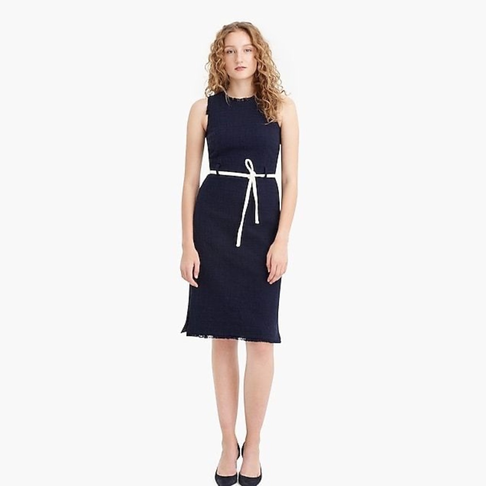 J. Crew belted sheath dress in tweed
